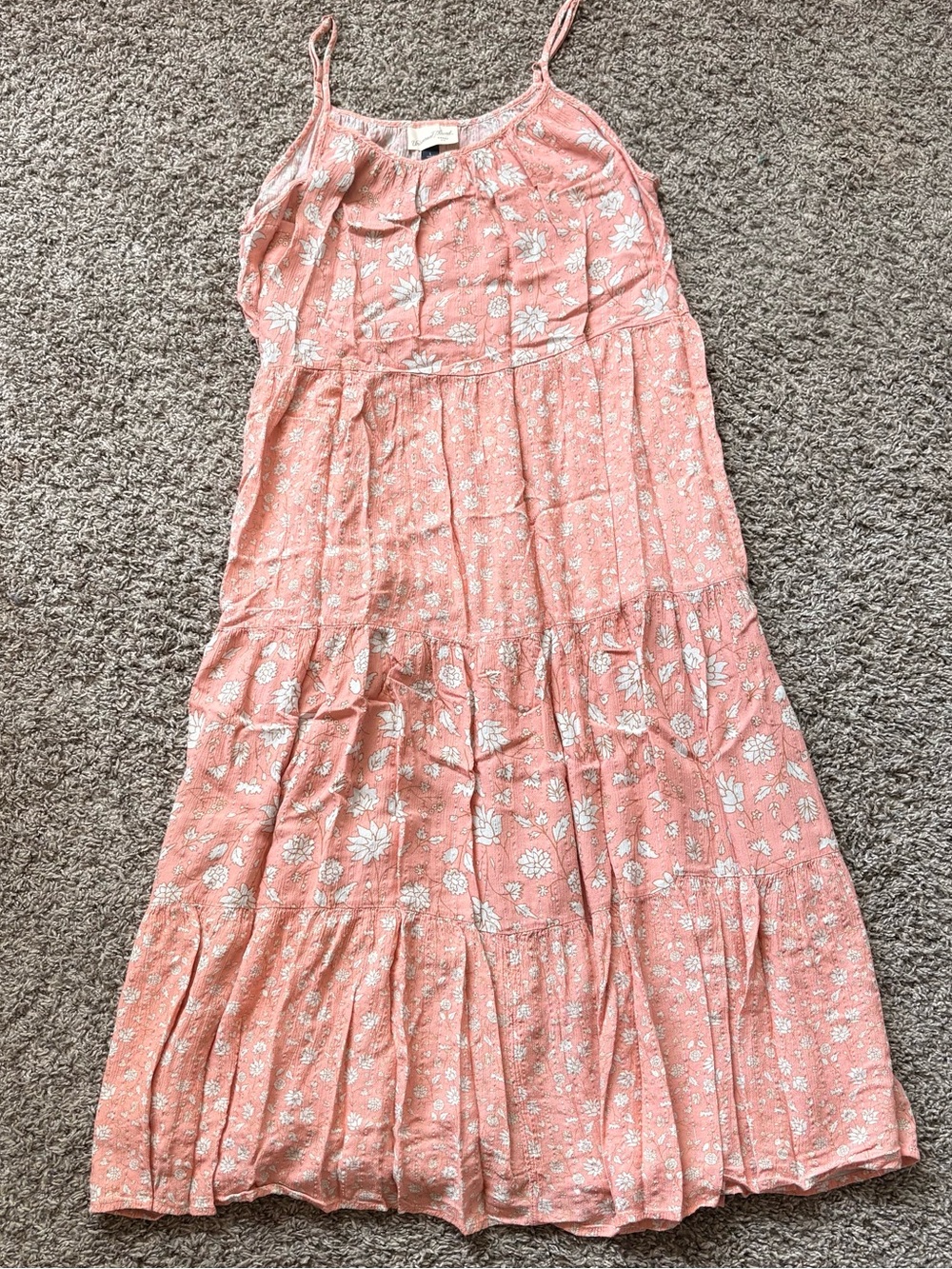 Universal Thread Coral-Peach Floral Tiered Maxi Dress